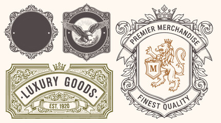 Naklejka premium Vintage typographic decorative ornament design elements set vector illustration