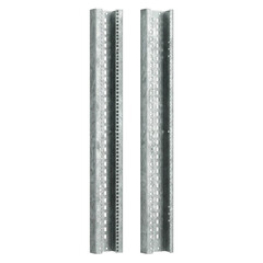 Galvanized steel rack post with perforated slot pattern ideal for data center infrastructure mounting durable industrial hardware in neutral light