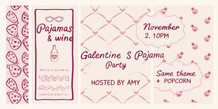 A blush toned invitation for a november galentine s pajama party