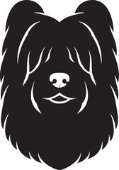 Obraz premium Briard Head Front Silhouette Long Haired Herding Dog Logo Vector