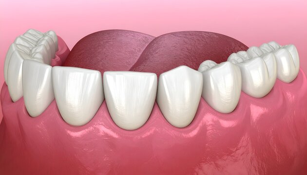 Close-up view of healthy human teeth and gums in a mouth