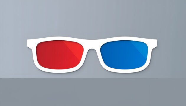 3D glasses with red and blue lens on gray surface a modern and graphic design