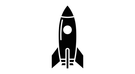 Obraz premium Stylized Rocket Silhouette Icon, Concept of Startup and Technological Progress, isolated white background.