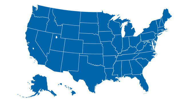 Map of the united states showing all states in a unified design