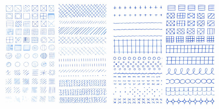 Collection of various line patterns symbols and laundry care instructions