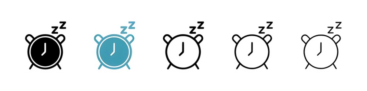 Alarm snooze line icon set. alarm buzzer line icon. nap time icon. sleep time icon for UI designs. Thin line customizable illustration. Contour symbol. Vector isolated outline drawing. Editable stroke