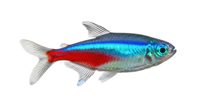 Isolated colorful neon tetra fish tropical freshwater aquarium pet animal nature life