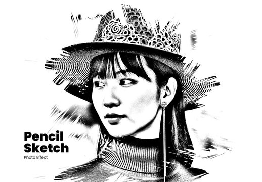 Black and White Artistic Pencil Sketch Photo Effect