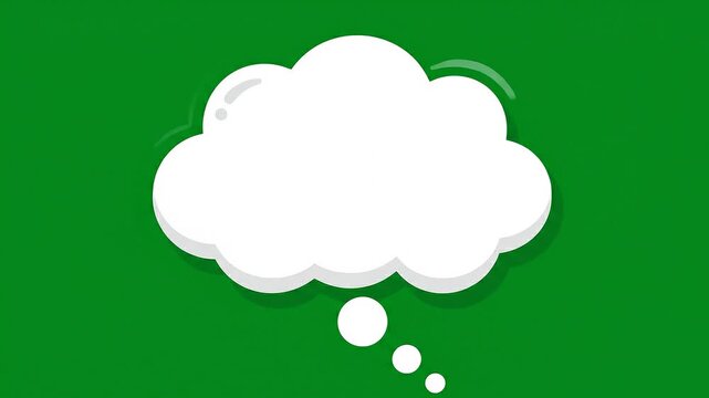 Thought bubble cloud illustration on green screen background