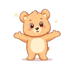 Obraz premium Cute Bear Mascot Hugging Cartoon Character Illustration