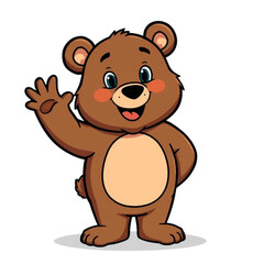 Naklejka premium Cute Bear Mascot Waving Hand Greeting Cartoon Character