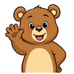 Obraz premium Cute Bear Mascot Waving Hand Greeting Cartoon Character