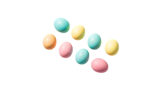 Pastel Easter Eggs isolated on transparent background