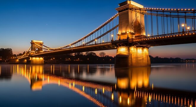 Elisabeth Bridge at Dusk Budapest Hungary.