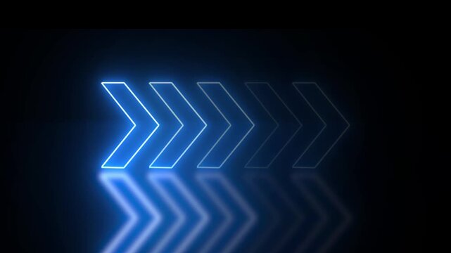 Glowing Neon Direction Arrows With Floor Reflection Motion Graphic.4k video