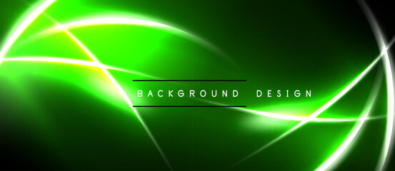 Naklejka premium Bright green abstract background. Lines create dynamic visual effect. Dark borders frame vibrant central area. Modern design element.