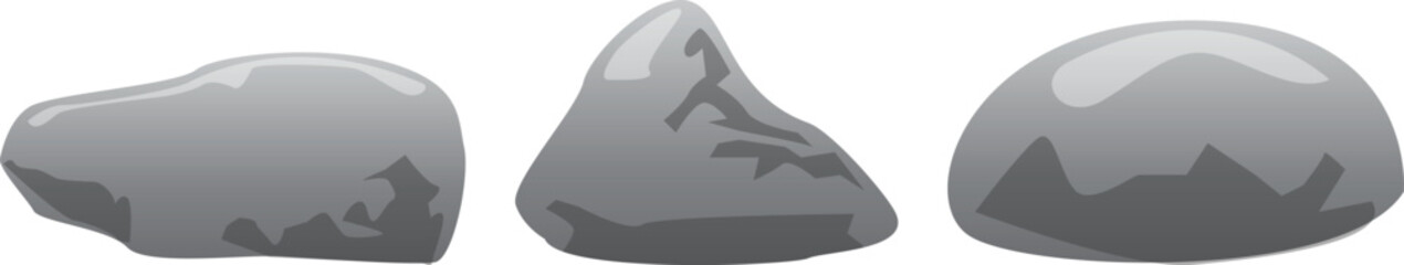 Realistic gray stone rocks set isolated on transparent background © PP_Maker