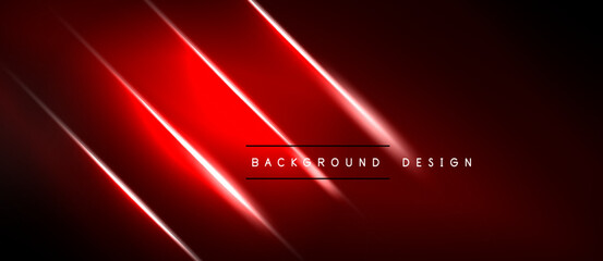 Obraz premium Dark red background features bright neon lines. Minimalist design with text elements. Modern aesthetic, suitable for digital projects.