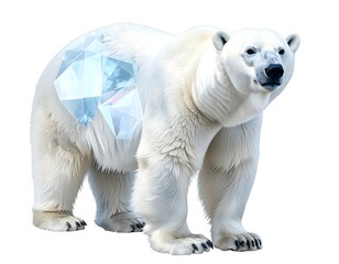Fototapeta premium A polar bear with a large crystal on its side