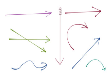 Hand Drawn Colorful Arrow Set with Different Direction Signs