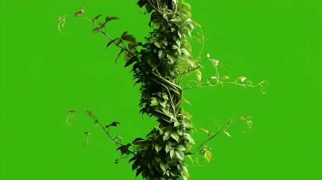 Green Vine Growth Time Lapse Isolated Green Screen Background Botanical Plant Development Natural Process Footage With Separate Alpha Channel