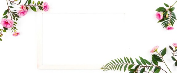 Obraz premium Simple white wooden picture frame isolated on white background, element, texture