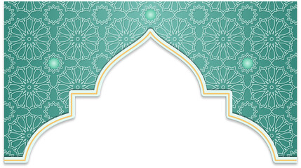 Teal Islamic Arch Border Frame