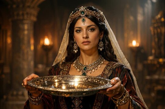 John the Baptist Kneeling Before Execution as an Executioner Raises a Sword While Salome Holds a Silver Platter