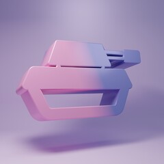Obraz premium Purple Military tank icon isolated on purple background. Minimalism concept. 3D render illustration