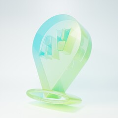 Frosted glass Rubber flippers for swimming icon isolated on white background. Diving equipment. Extreme sport. Diving underwater equipment. Minimalism concept. 3D render illustration © vector_v