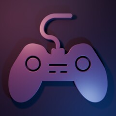 Purple Gamepad icon isolated on purple-blue background. Game controller. Minimalism concept. 3D render illustration © vector_v