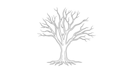 Fototapeta premium Bare Tree with Exposed Roots Illustration.