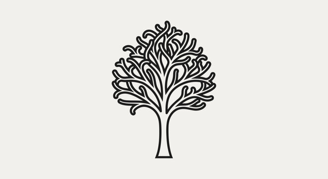 Black and White Tree Illustration.