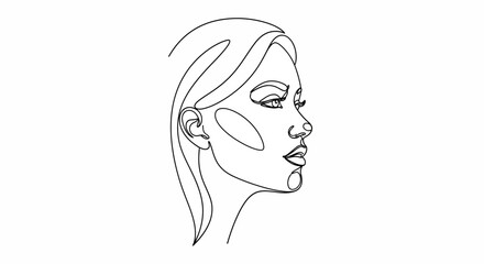 Line Drawing of a Womans Face Profile.