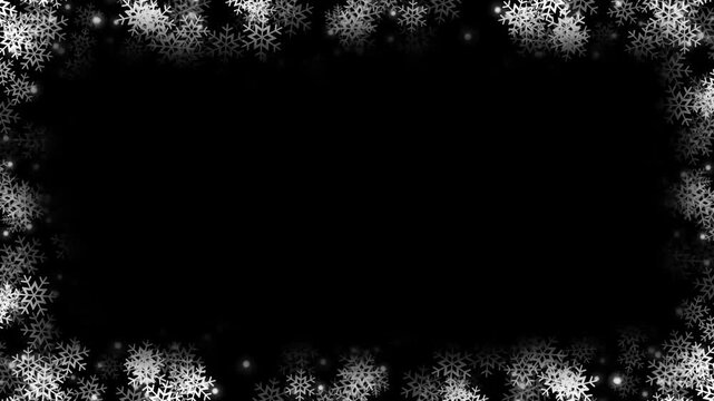 animated snowflake frame border on black background
