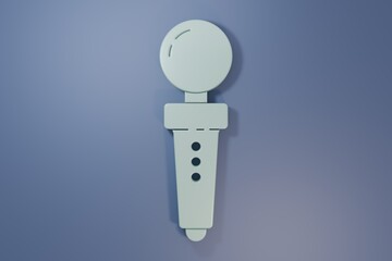 Grey Joystick for arcade machine icon isolated on purple-blue background. Joystick gamepad. Minimalism concept. 3D render illustration © Oksana