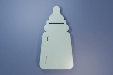 Fototapeta premium Grey Baby bottle icon isolated on purple-blue background. Feeding bottle icon. Milk bottle sign. Minimalism concept. 3D render illustration
