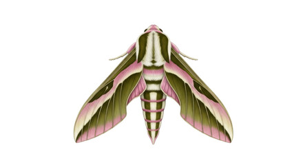 Isolated Pink-Striped Moth against no background, a charming illustration for natural history fans © Maria