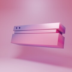 Purple-pink Video game console icon isolated on pink background. Minimalism concept. 3D render illustration © Oksana