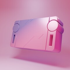 Purple-pink Portable video game console icon isolated on pink background. Gamepad sign. Gaming concept. Minimalism concept. 3D render illustration © Oksana