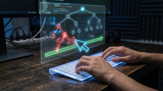 AI algorithm visualized with risk mitigation in coding environment