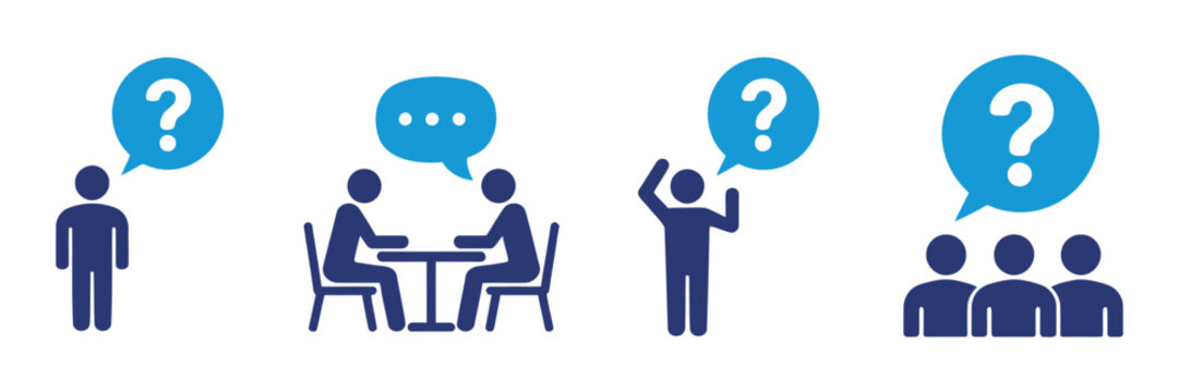 Question vector icon illustration, help and support communication symbol, information request sign