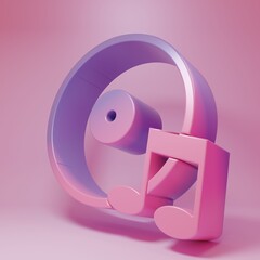 Fototapeta premium Purple-pink Vinyl disk icon isolated on pink background. Minimalism concept. 3D render illustration