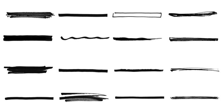Horizontal Black Line Collection on White Background