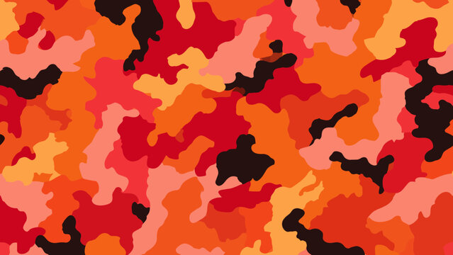 Seamless camouflage pattern with military theme in pink pastel hues viewed from directly above