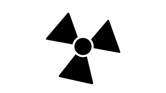 Radiation icon button animation with white background.