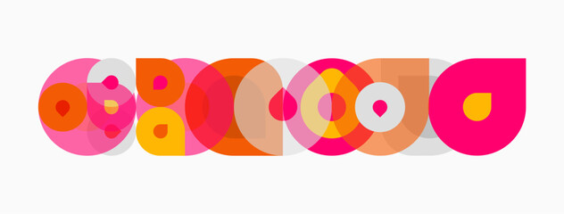 Colorful overlapping circles form word google. Bright pinks, oranges dominate design. Simple, playful aesthetic. Modern branding element.