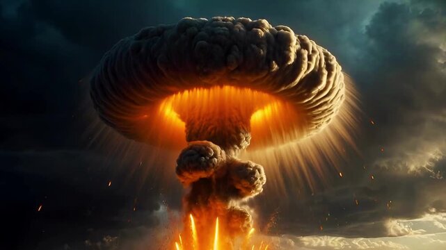 Realistic massive nuclear explosion mushroom cloud Concept.