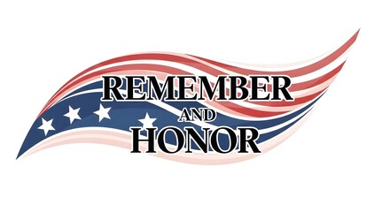 Memorial Day ribbon with American flag stars remember honor patriotism vector