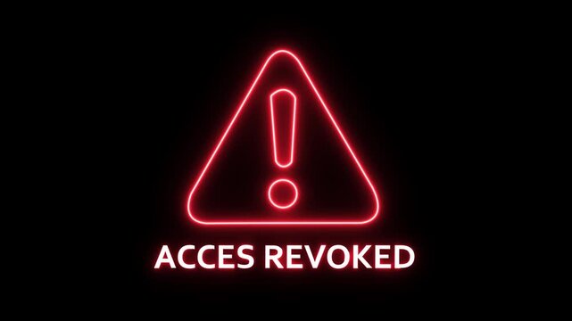 Access revoked alert icon with binary code background. The attention grabbing icon highlights the importance of digital safety. on Black Background high quality 4k animation